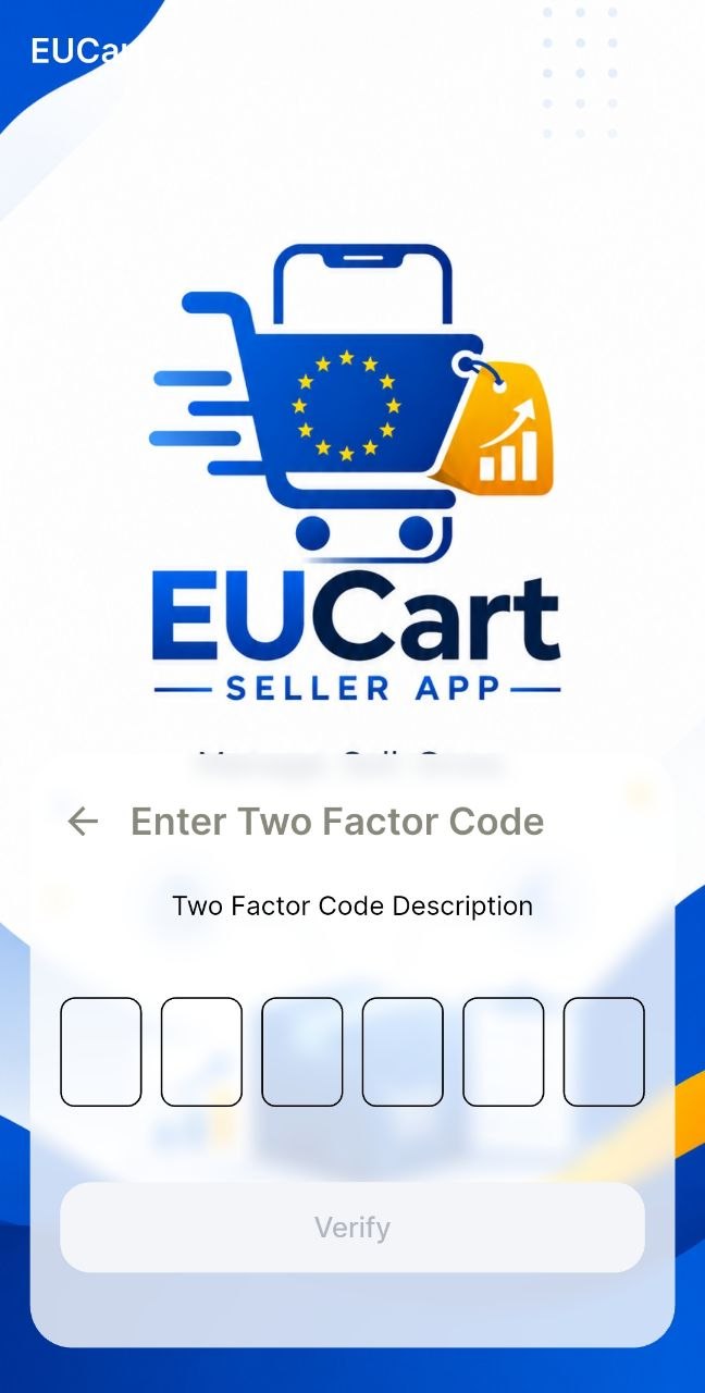 Two-factor authentication screen for the Seller app